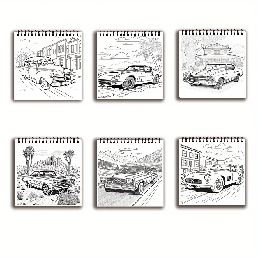 Buku Mewarnai 7.87x 7.87 inci 32 halaman buku mewarnai mobil - cocok untuk menenangkan, hadiah pesta liburan, hadiah ideal untuk keluarga