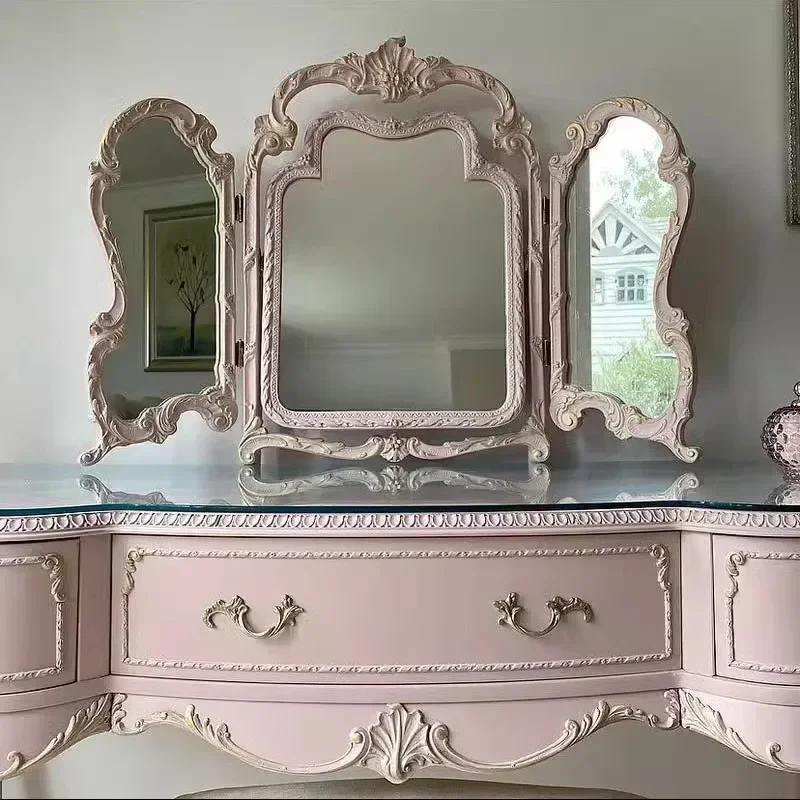 Girl Glass Dresser Table Storage Mirror Baby Living Room Drawers Dressing Table Mobile Women Tocador Maquillaje Funiture