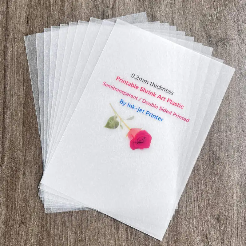 0.2mm Thickness Shrink Art Film Inkjet Printable A4 Paper Shrink Plastic Sheet Blank Single Double Sided Printed for DIY Charms