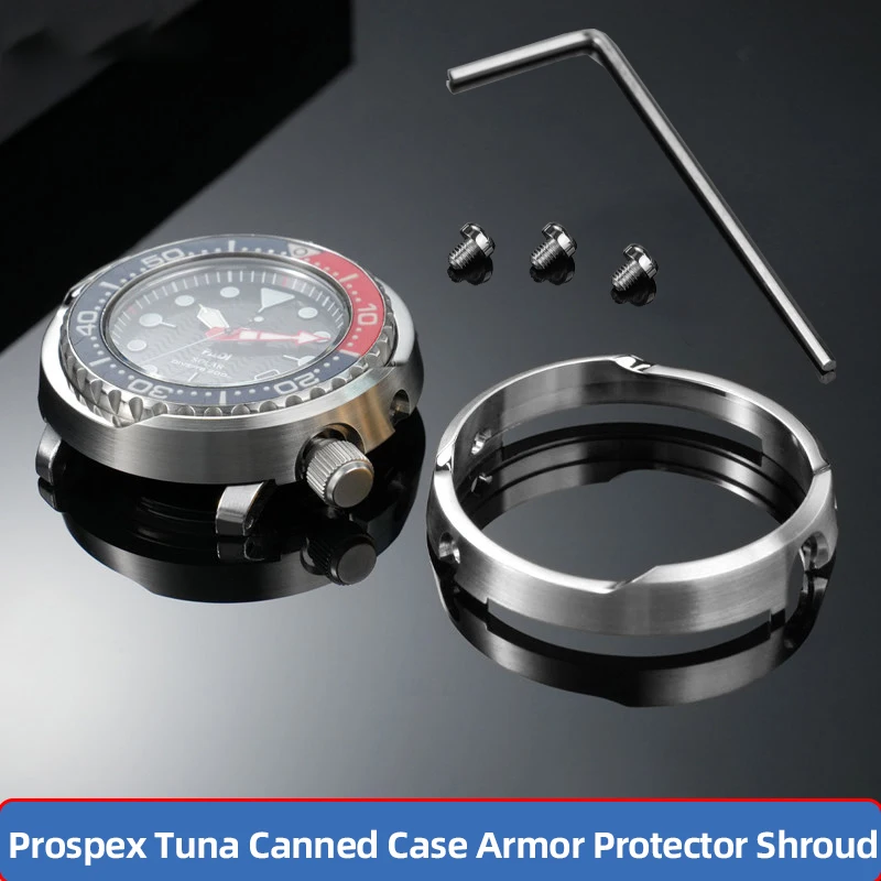 For SEIKO Prospex Tuna SNE497 498 499 518 533 535 537 Canned Case Metal Armor Protector Shroud silver gold black Shroud Case