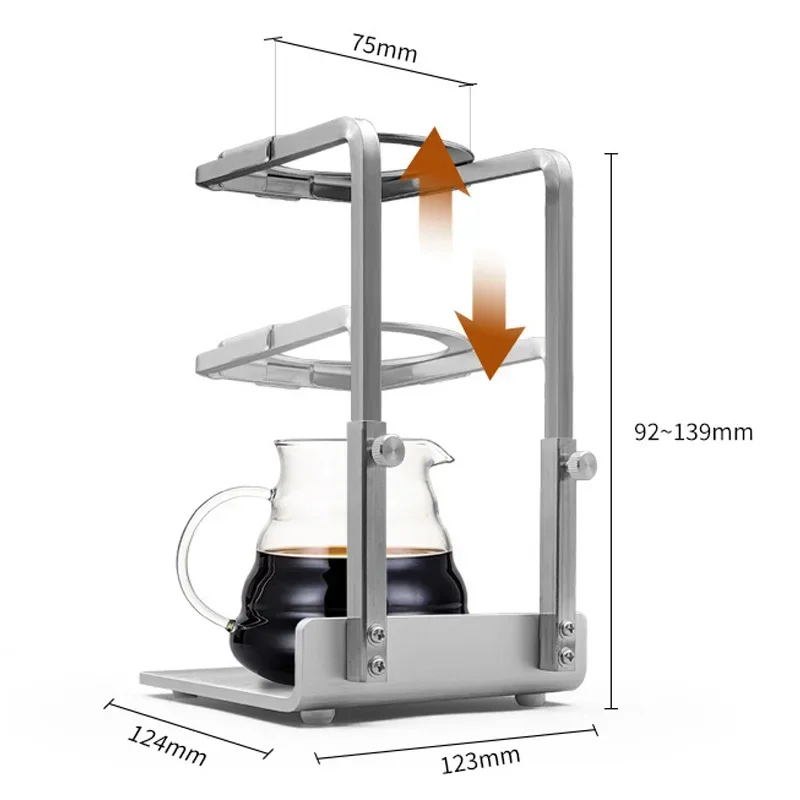 Pour-Over Coffee Stand, Adjustable Coffee Filter Funnel Stand, Stainless Steel OREA/Straight-Sided Filter Cup