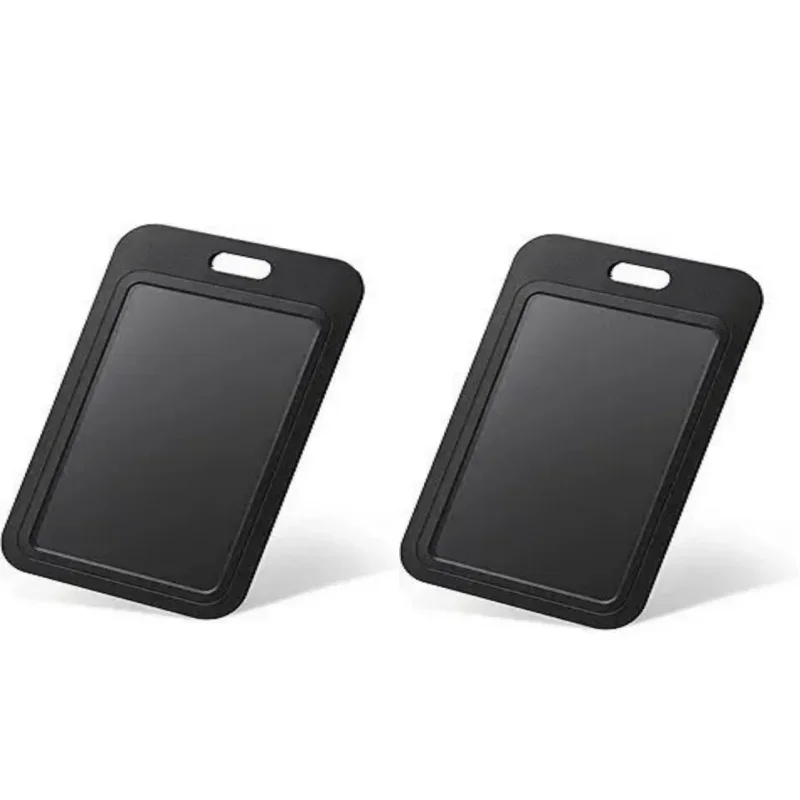 1/2Pcs Sliding Badge Holder, Hard Black Vertical Plastic Card Case Protector with Retractable Badge Reel Carabiner