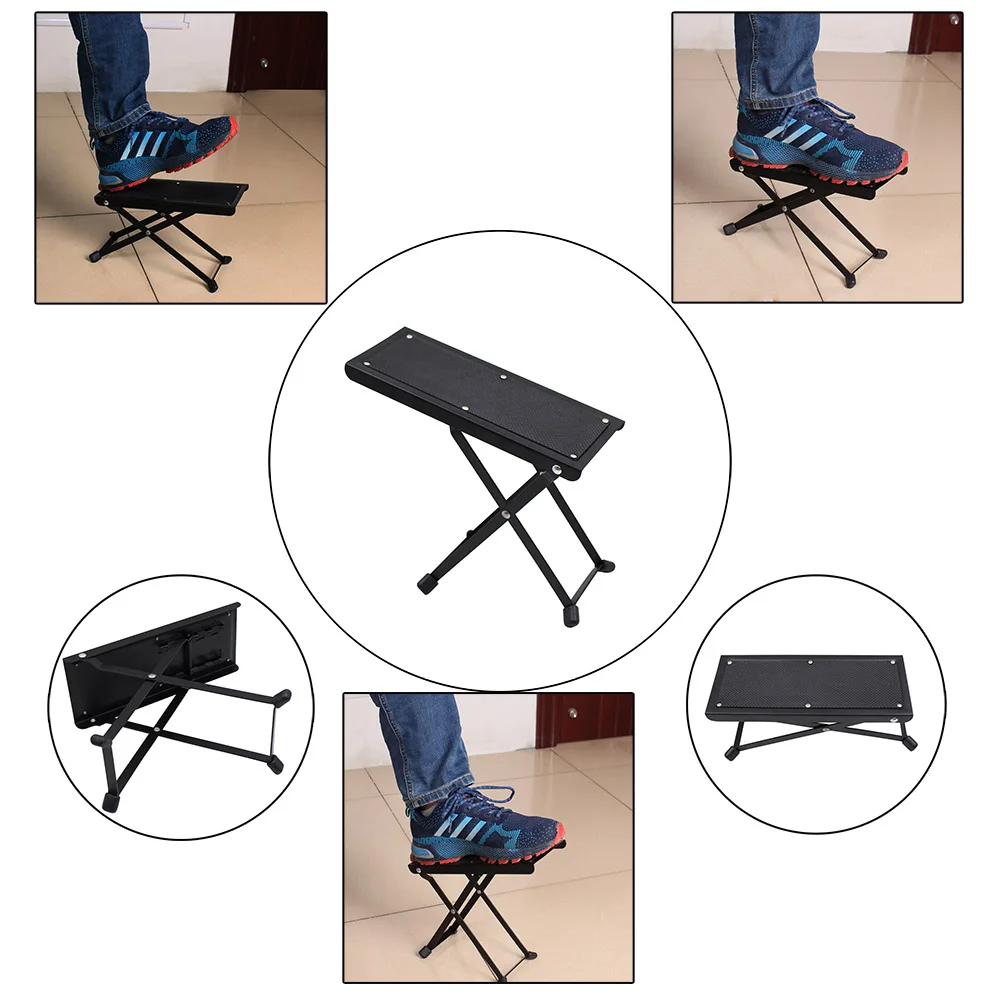 Guitar Footrest Pedal Metal Footboard Black Height Adjustable Non-Slip Pads Foldable Support Foot Stool Guitar Parts Accessories