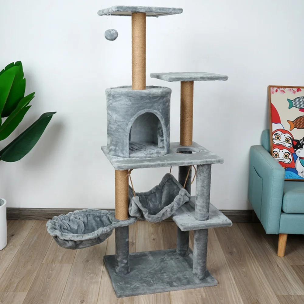 Rascador de madera de varios niveles para gatos, torre de actividades para gatitos, casa de árbol, muebles, gran oferta, 2022