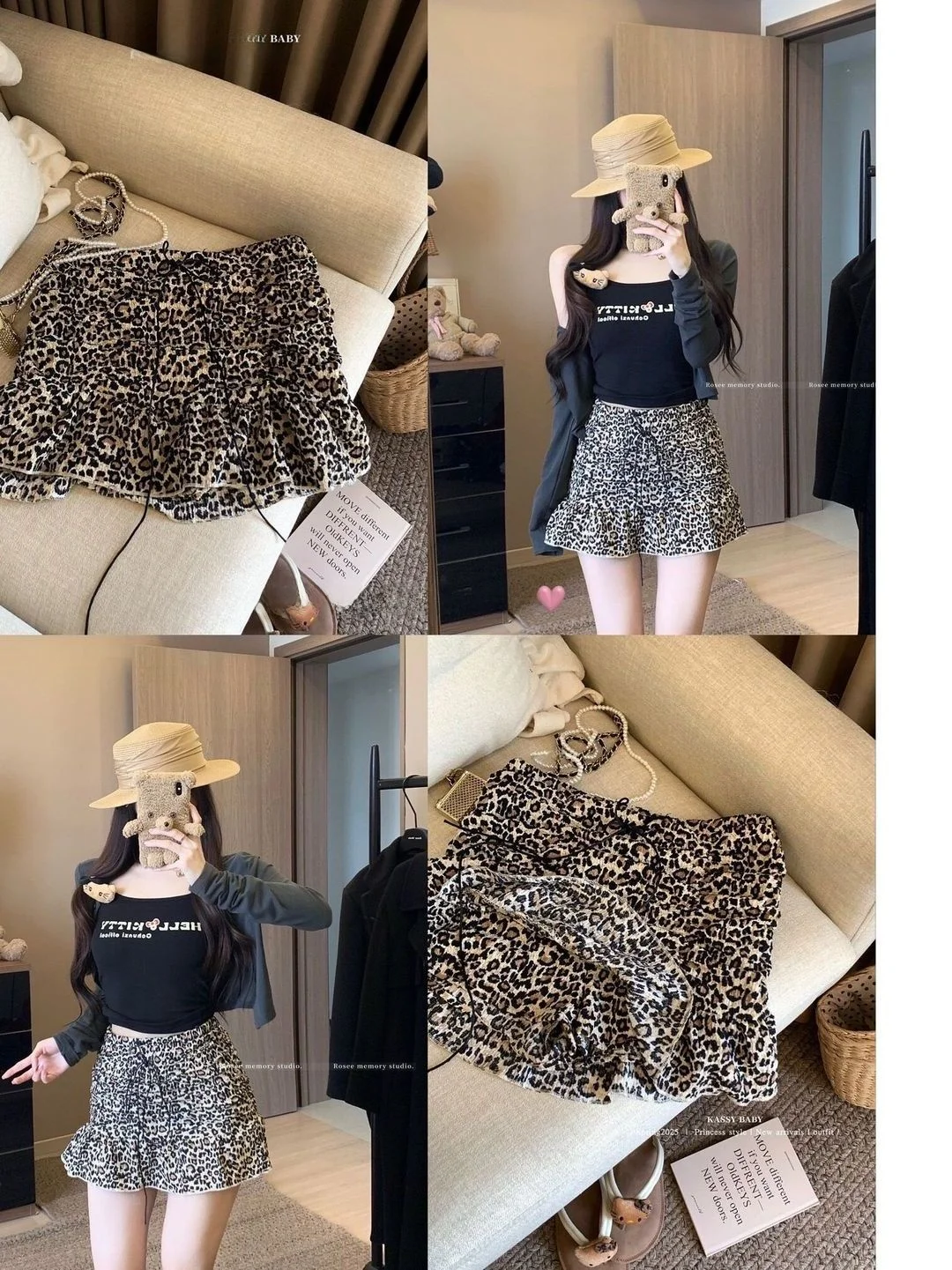

American Style Spicy Girl Retro Leopard Print Half Skirt Women's High Waist Elegant Unique A-Line Skirt Spring Season
