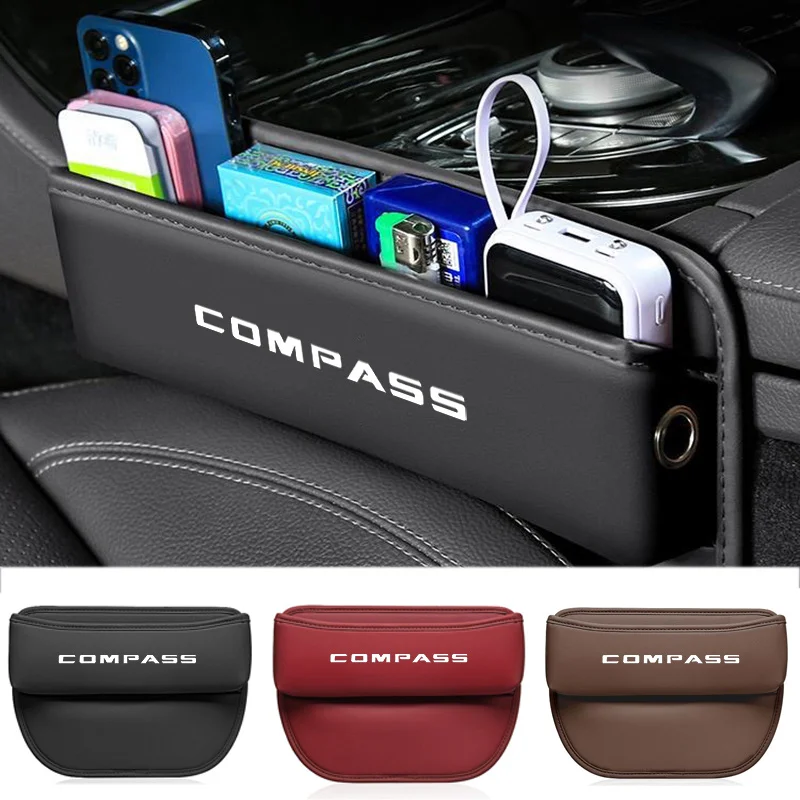 Receptor de hendidura para asiento delantero de coche, organizador de relleno de espacio de asiento lateral, caja de almacenamiento especial para hendiduras de asiento para Jeep COMPASS, accesorios para automóviles