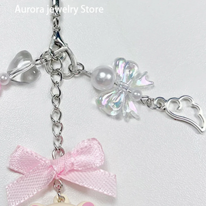 Bear Pendant Beaded Phone Charm Y2K Keychain Original design 1PCS