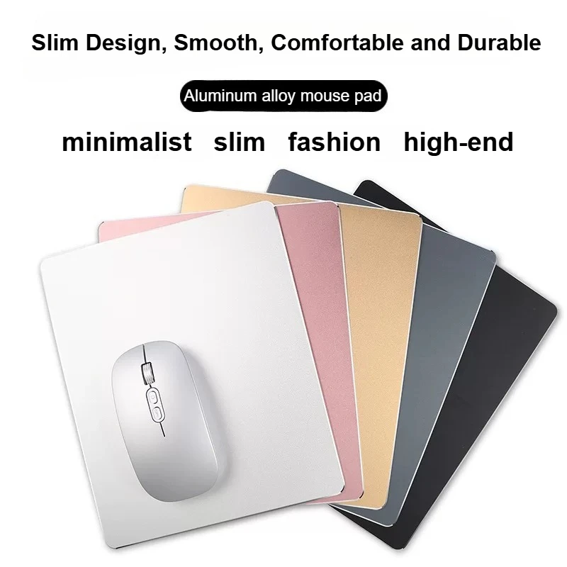 Aluminum Alloy Mouse Pad Customization Leather Fixation on The Back Anti Slip Frosted Metal Mouse Pad Office Game Accessories
