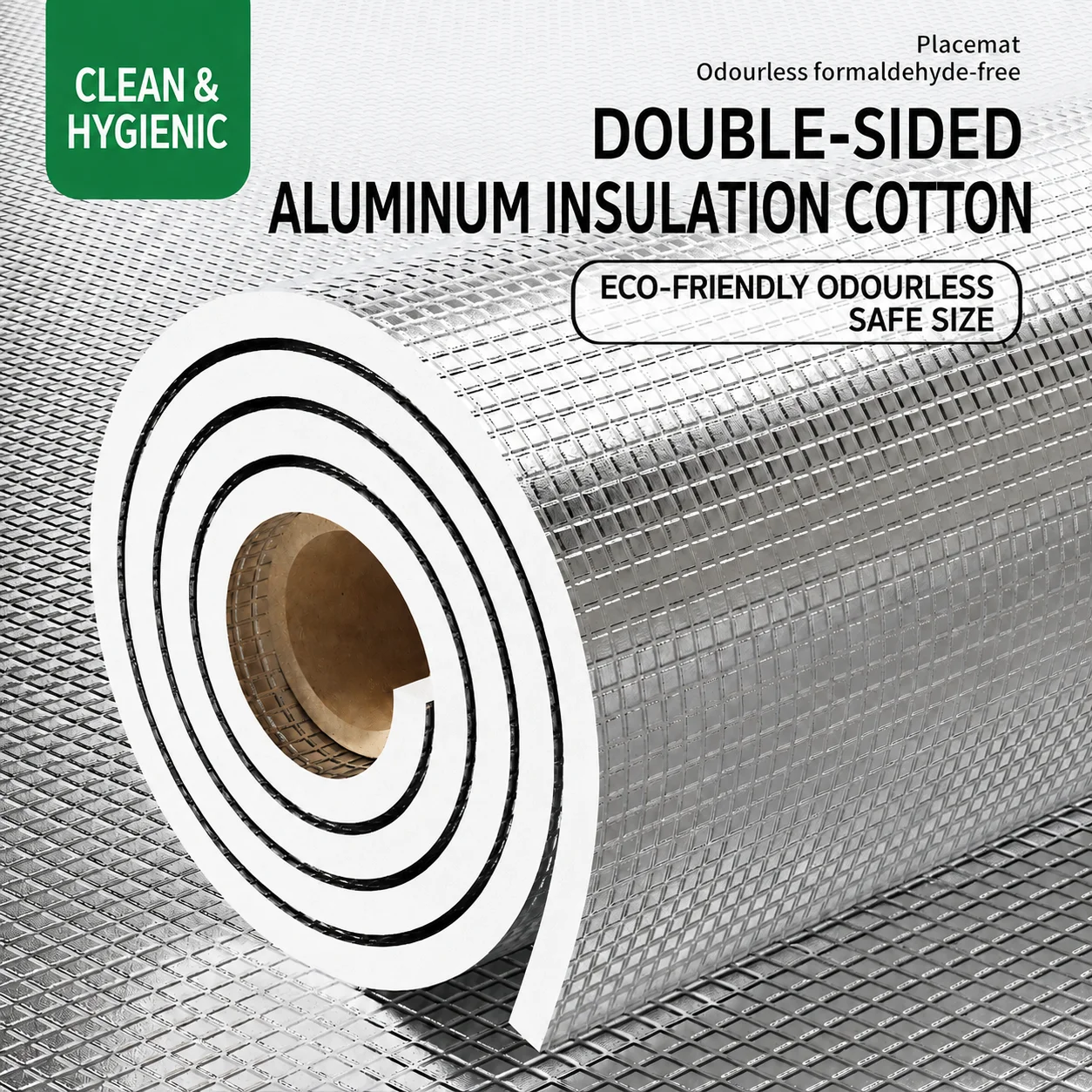 Double-Sided Aluminum Foil EPE Insulation Roll, 2.9mm Reflective Thermal Barrier, Cuttable for Roof, Wall, Garage & RV
