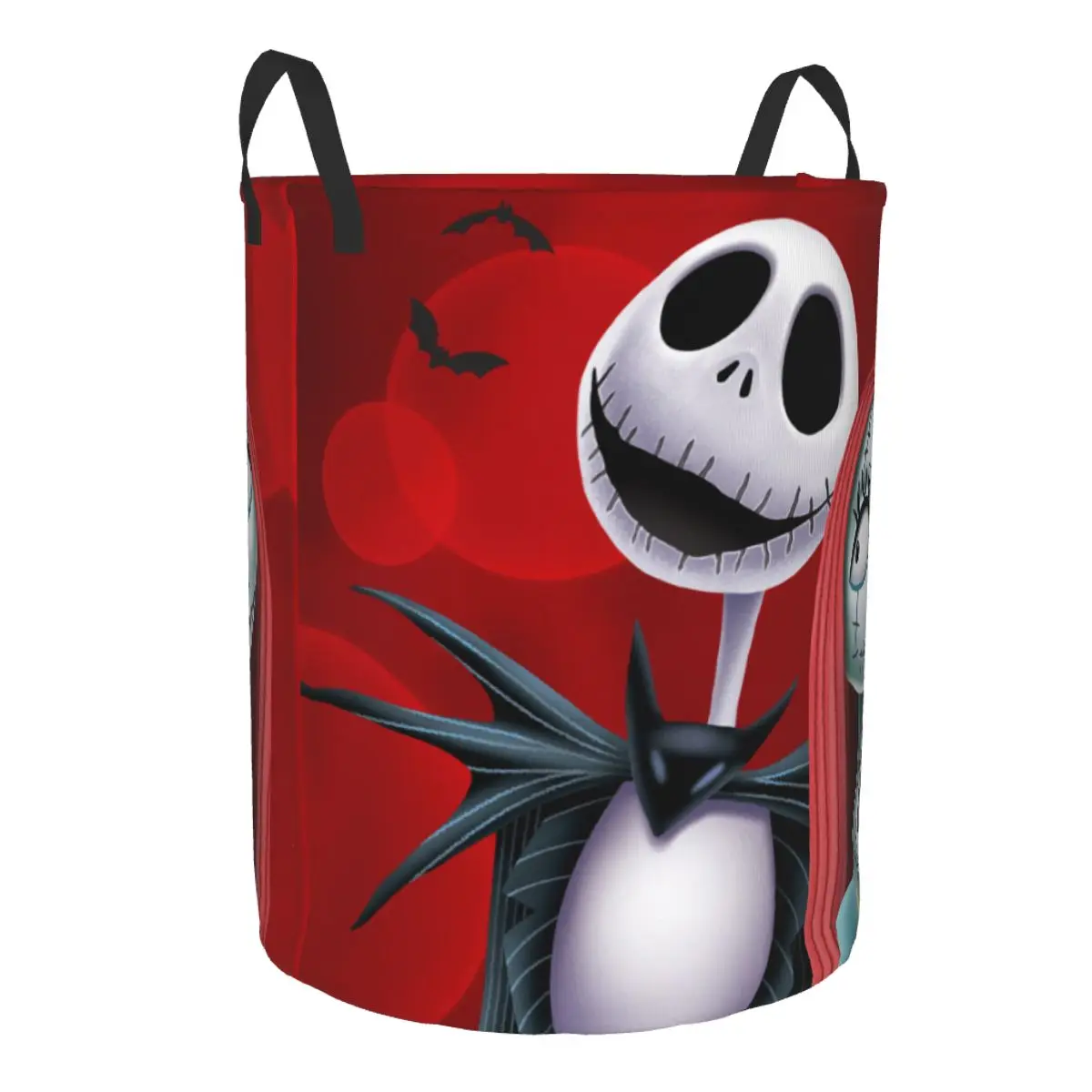 Custom Sally And Jack Laundry Basket The Nightmare Before Christmas Skellington Clothes Hamper for Nursery Kids Toys Storage Bag