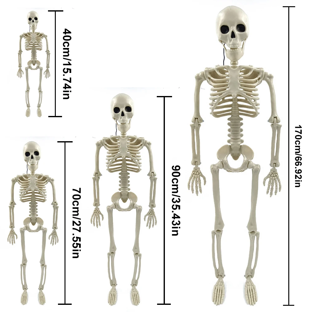 Halloween Full Body Skeletons Full Size Skeleton Hand Bone Movable/Posable Joints Human Skeleton Figure Festival Theme Prop