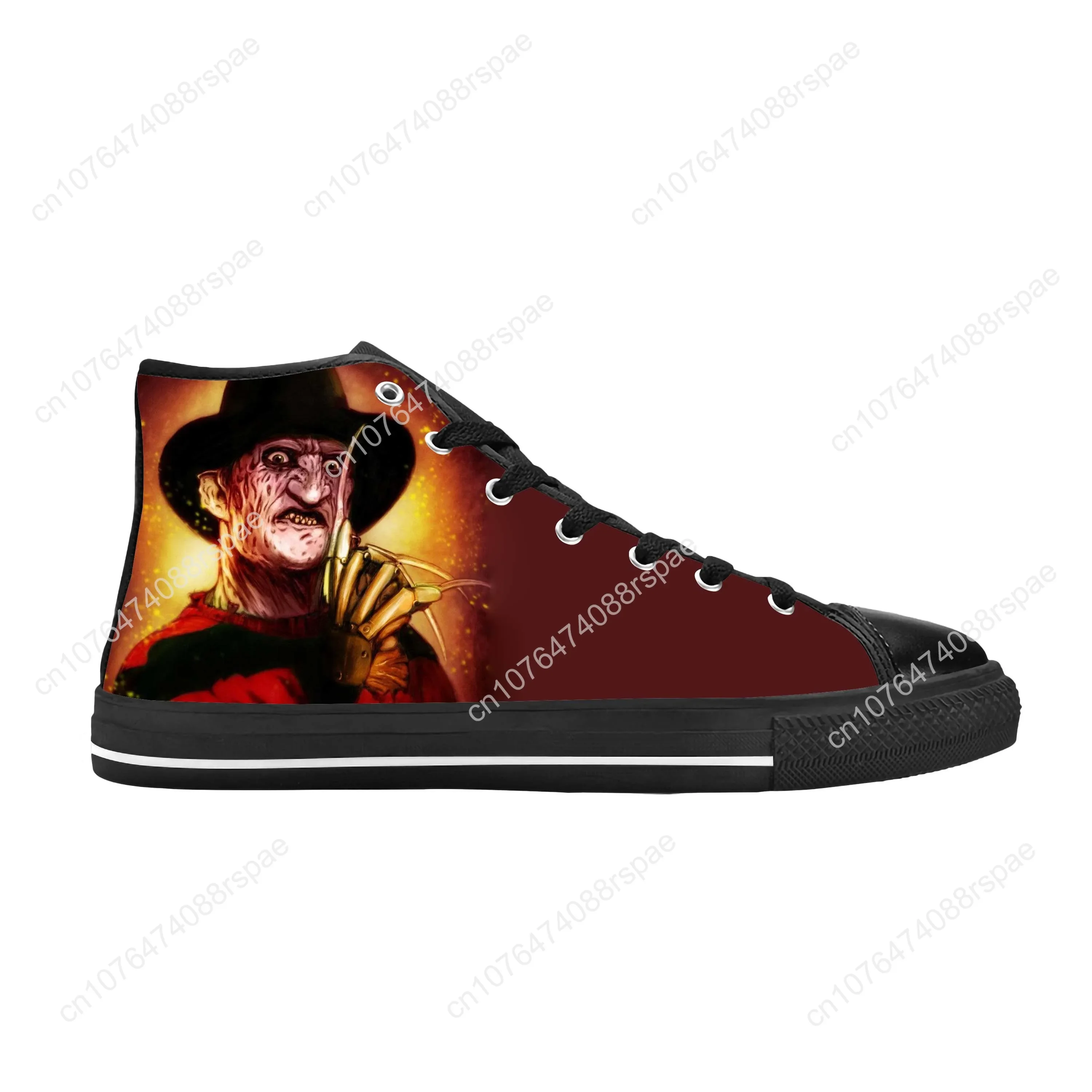 Kruegers Street Horror Elm Scary Nightmare Freddy zapatos de tela informales, Zapatillas altas cómodas y transpirables con estampado 3D para hombres y mujeres