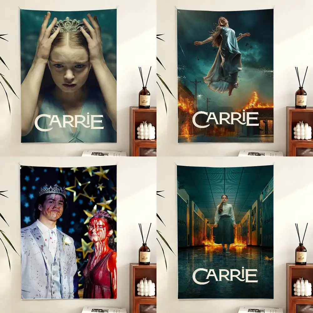 New horror series C-Carrie Tapestry Flags Wall Hanging Background Art Banner for Bedroom Home Outdoor Decor