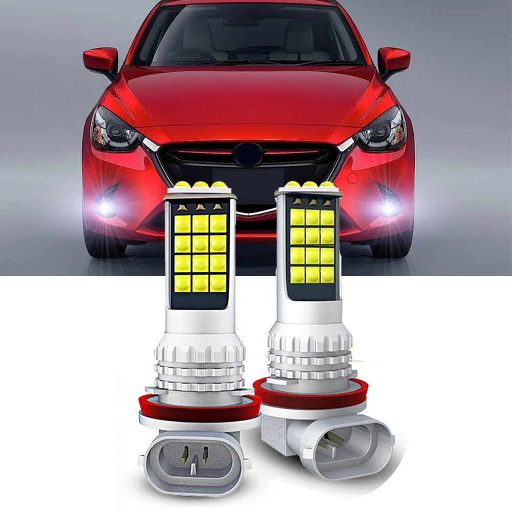 2Pcs LED Fog Lamp Bulbs For MAZDA 2 Demio 2007 2008 2009 2010 2011 2012 2013 2014 2015 2016 2017 2018 Front Fog Light