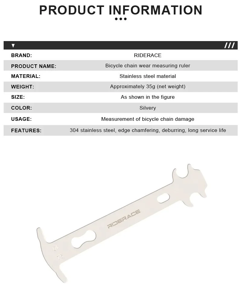 Fahrradkette Verschleißanzeige Checker Bike Gauge Messlineal Rennrad Kette Ersatz Reparaturwerkzeuge – Detail 1