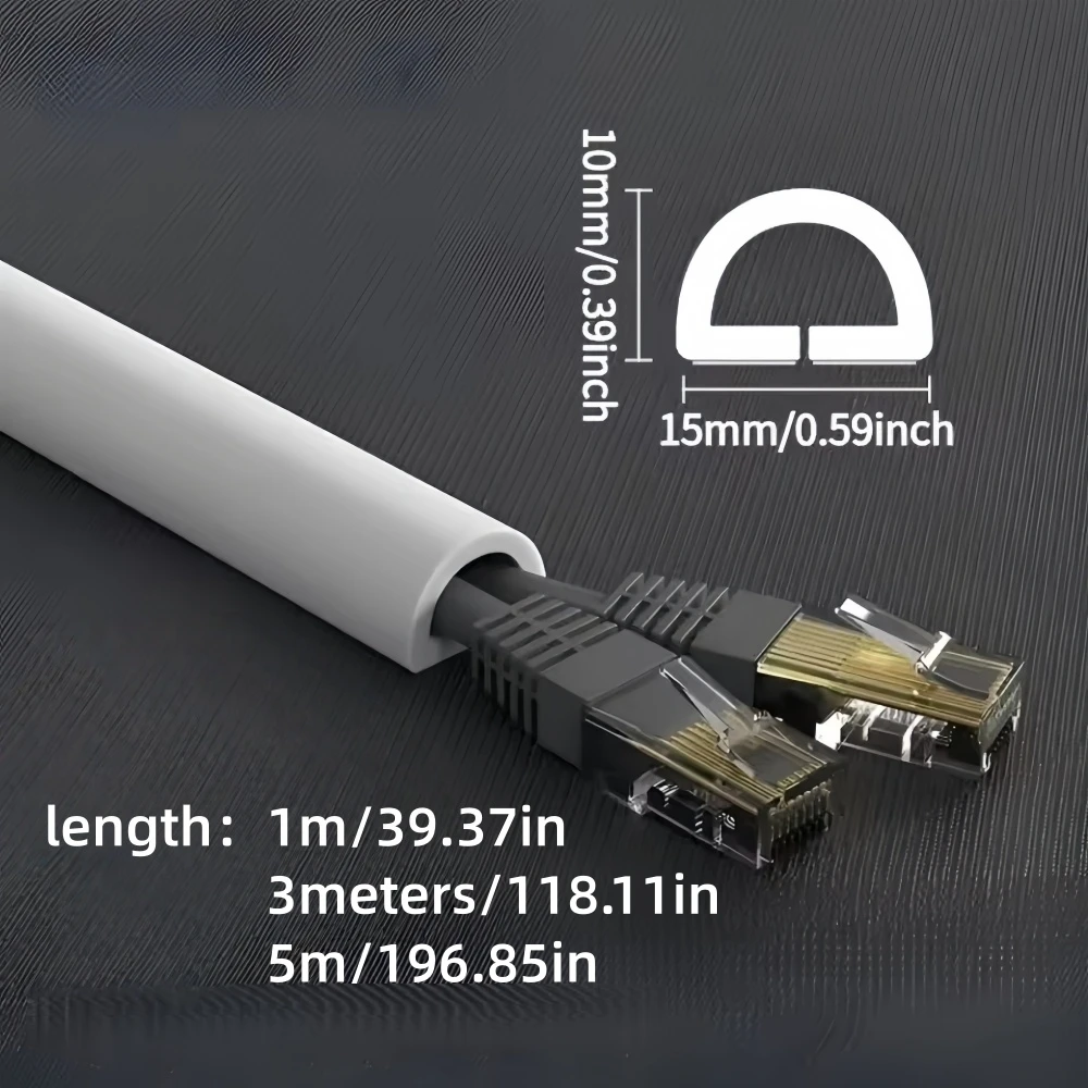 1pc 1/3/5M Floor Cord Cover Self-adhesive Flexible Electrical Conduit Cable Protectors Cords Sleeves Home Wiring Accessory ﻿