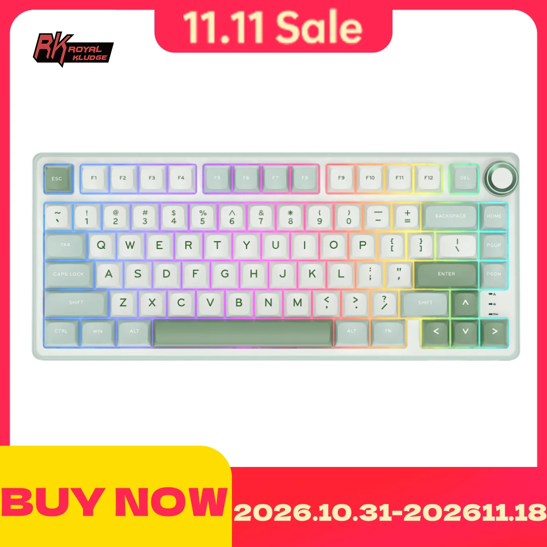 RK R75 Royal Kludge Wired Mechanical Keyboard 80 Keys 80% Gasket RGB Backlit Hot-swappable Gaming Keyboard with MDA PBT Keycaps
