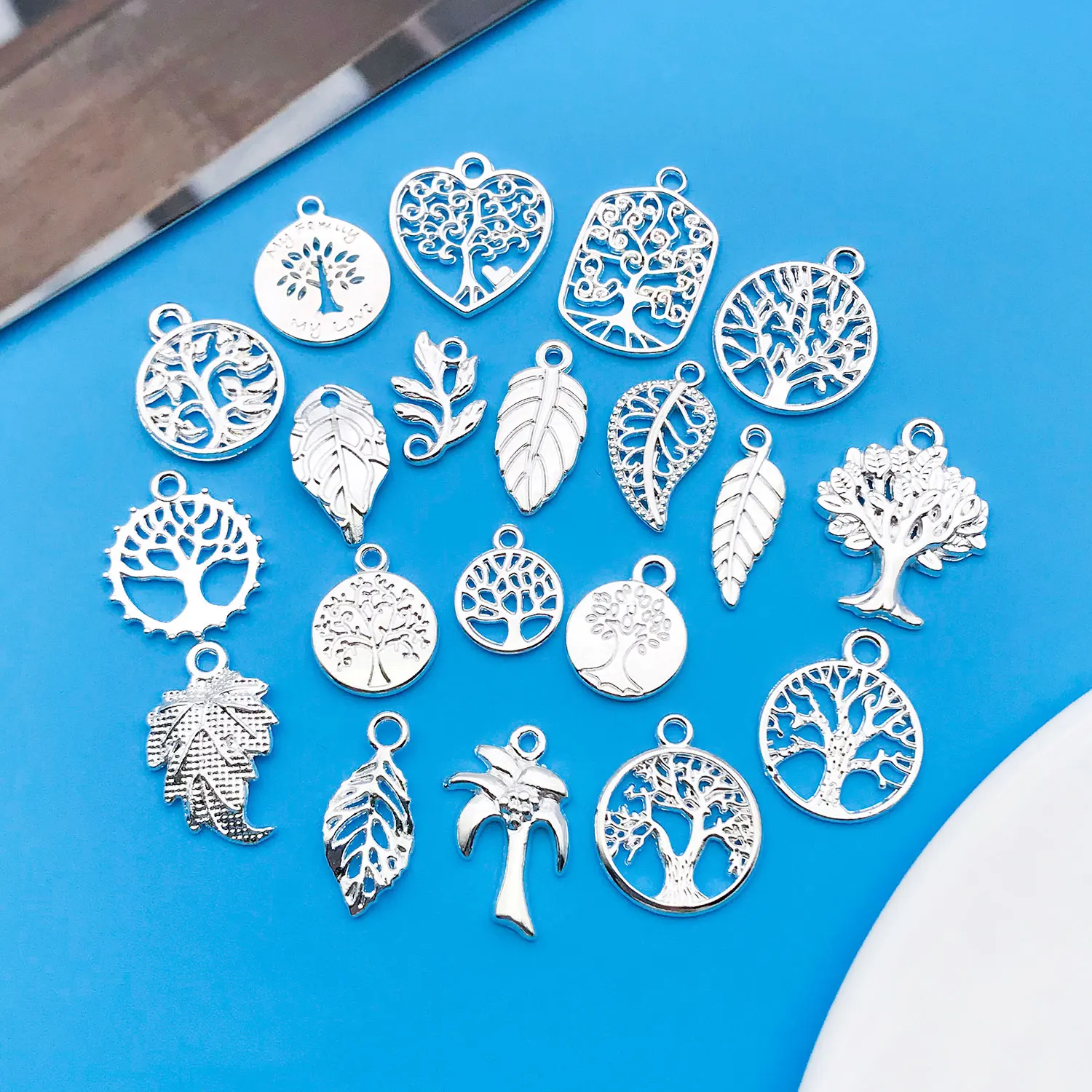 Mix 20 Pieces/Bright Silver Leaf Collection Fashion Jewelry Making DIY Back to School Halloween Thanksgiving Fashion Accessories
