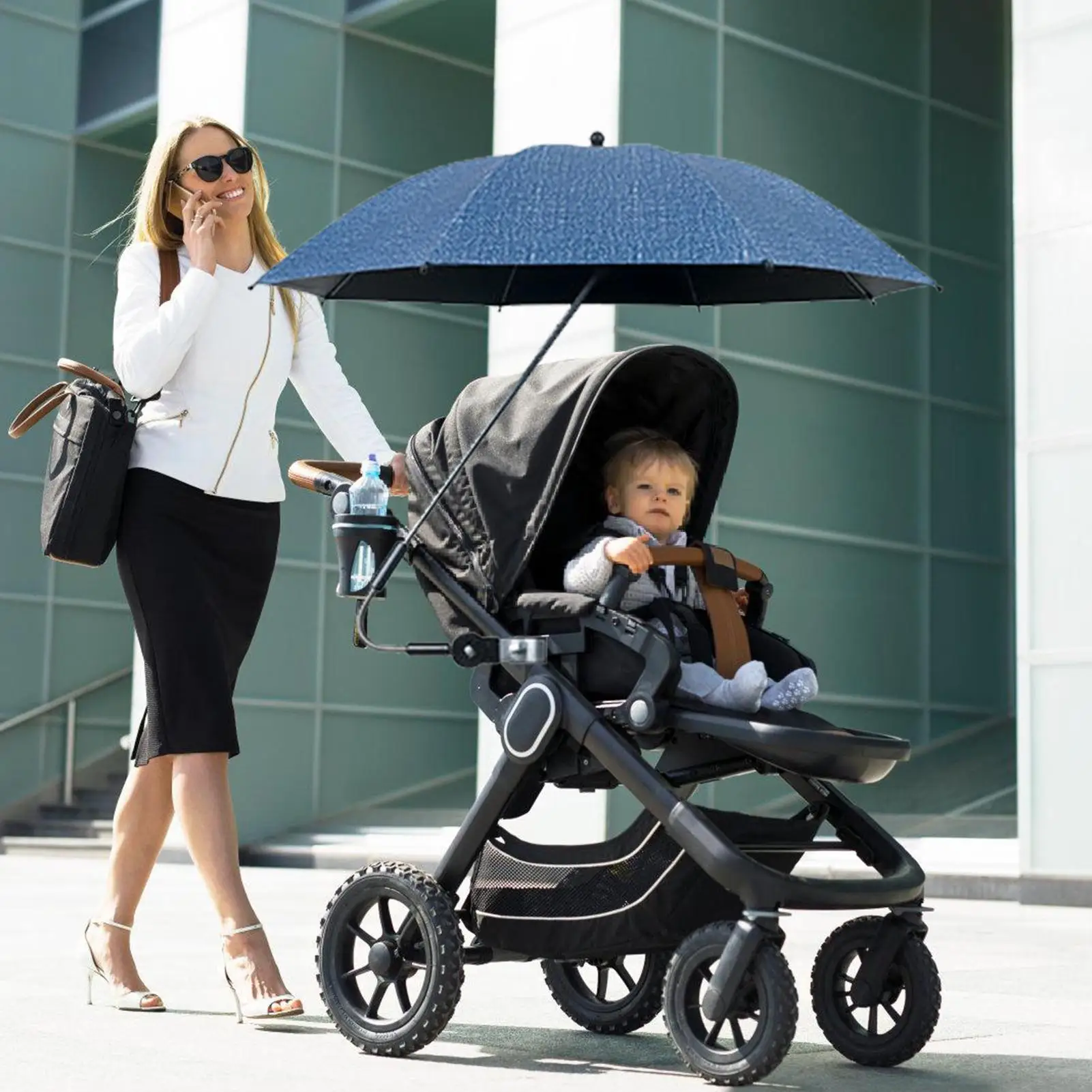 Baby Stroller Umbrella Parasol Extra Large UV Protection Sun Umbrella for Stroller with Clamp 360 Degree Adjustable Waterproof