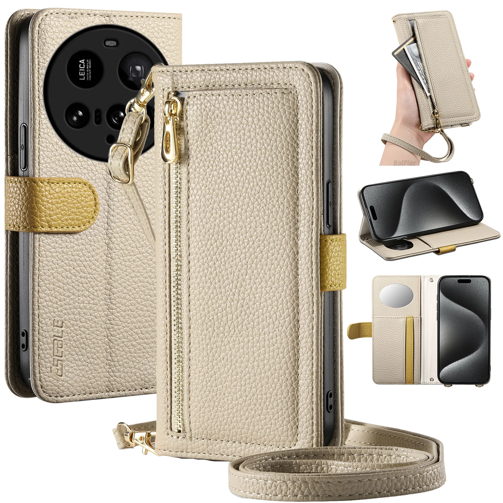 

Ladies Leather Crossbody Case for Xiaomi MI 15 Ultra MI14Ultra 5G Wallet Flip Cover Card Slots Flip Phone bag Capa