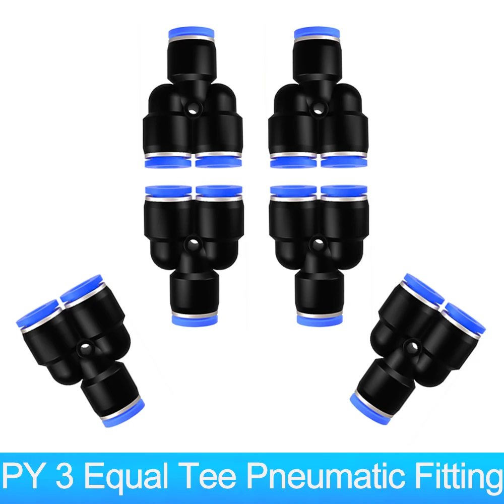 Y Spliter 3 Ways Pneumatic Fitting Connectors OD 6mm 8mm 10mm PY Plastic Quick Push to Connect Fittings For Air Hose Tube  Pipe