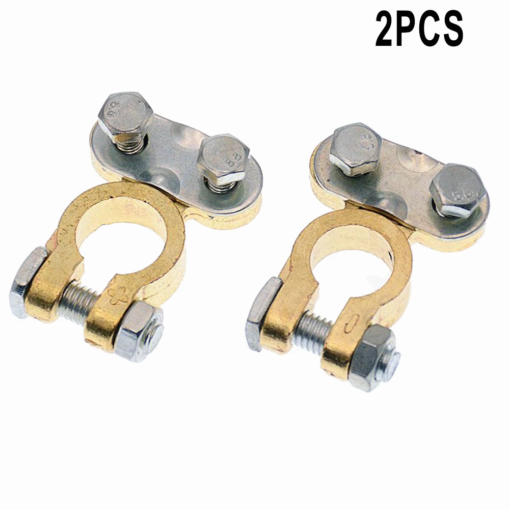 

2Pcs 12V Battery Terminals Connectors Brass Aluminium Clamps For Car Van Camper Replacement Battery Terminal