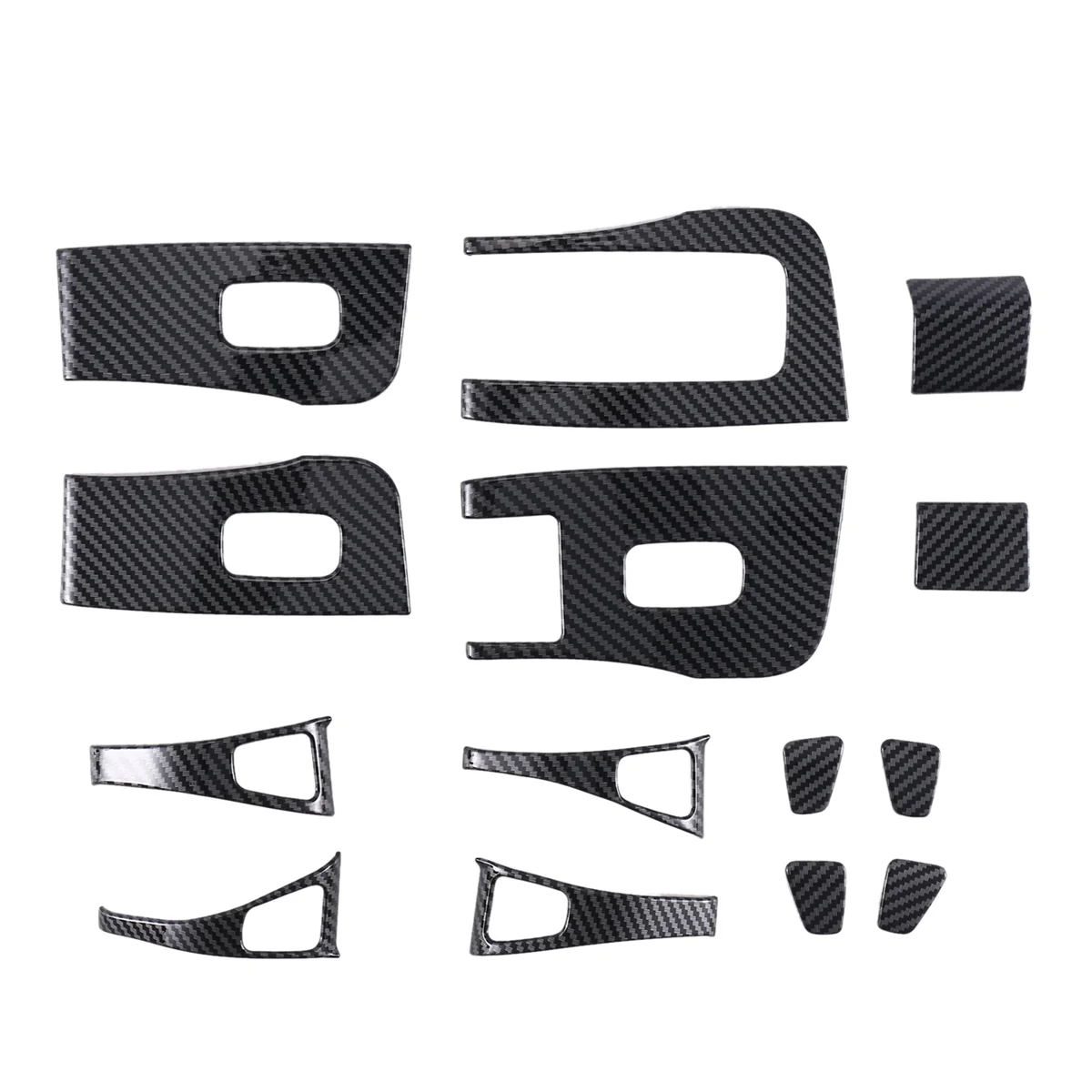 For Model 3 Door Opening Armrest Button Panel Trim Carbon Fiber Interior Modification 14-Piece Set