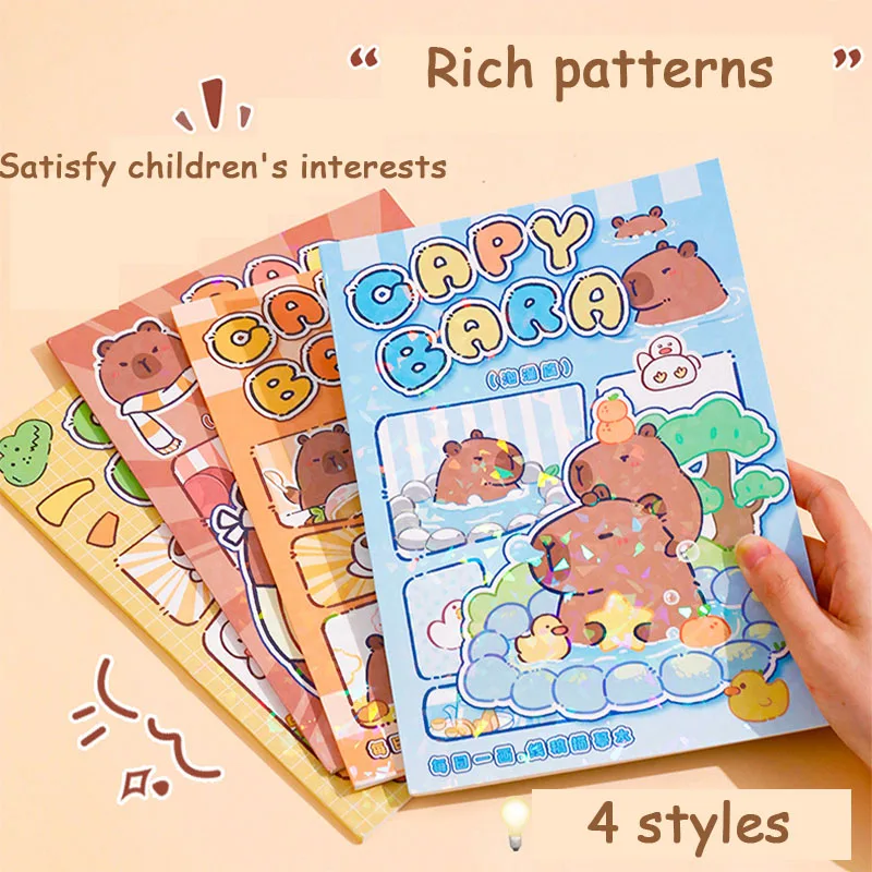 Imagem -02 - Capybara Livros de Colorir para Crianças Funny Drawing Book Educação Pré-escolar Papelaria Pintura Passo-a-passo Baby Gift 50 Páginas