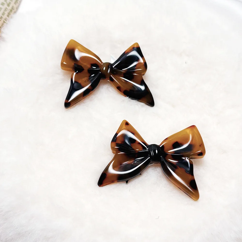 

Advanced Acetate Bow Duckbill Hair Clip Tortoiseshell Color One Piece Molding Sweet Style Accessories