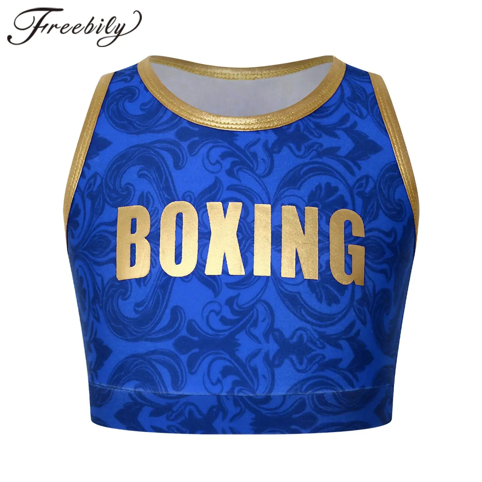 Kids Girls Fight Grappling Boxing Tops Muay Thai Costume Sleeveless Crop Tank Top for Training Fighting Wear Boxing Jersey