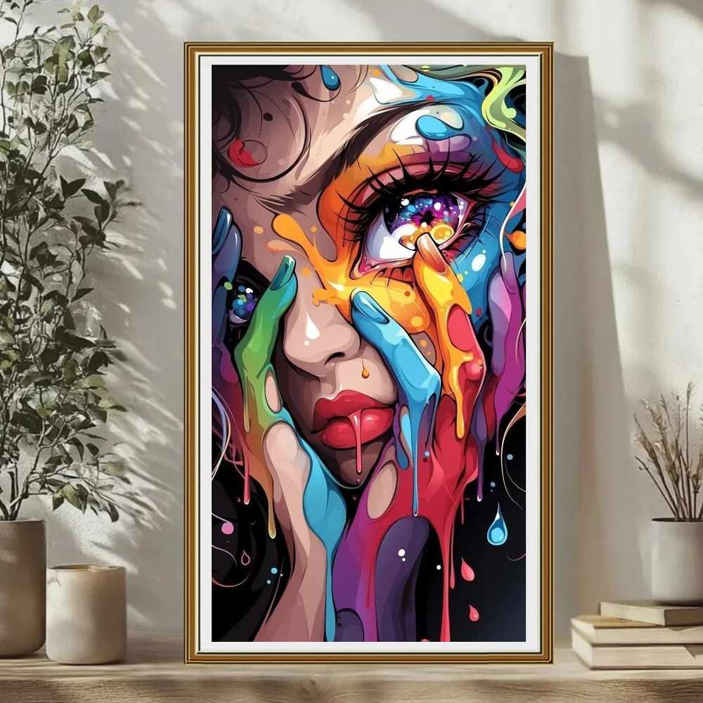 

DIY Diamond Painting Abstract Woman Diamond Art Painting Kits 5D Full Round Square Drill,Diamond Art Kits for Adults, Home Decor