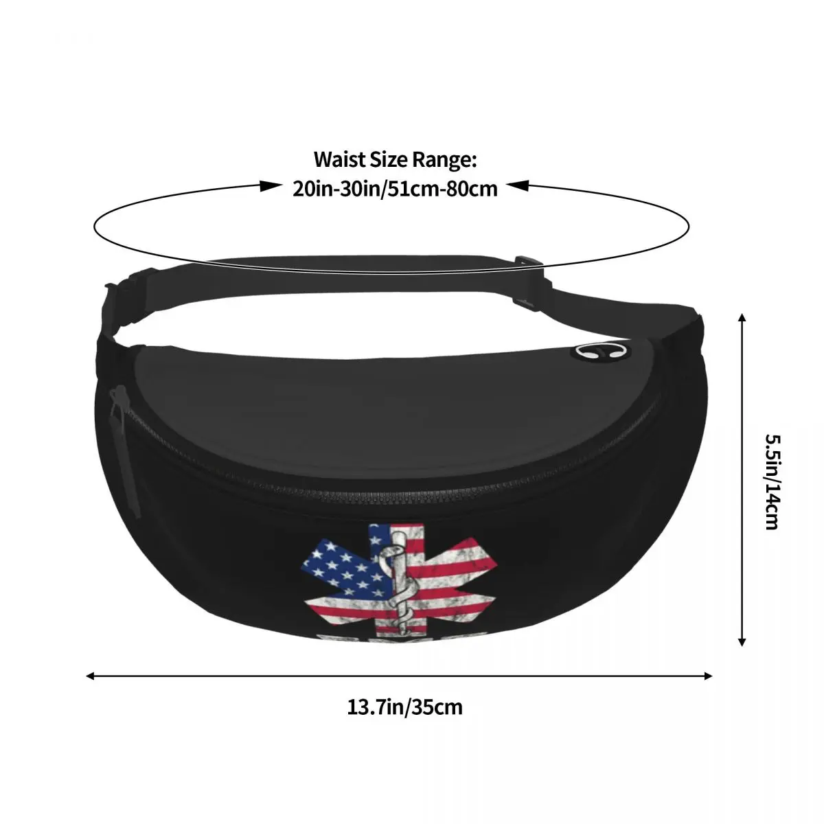 كول EMT الولايات المتحدة العلم نجمة الحياة فاني حزمة النساء الرجال Crossbody الخصر حقيبة للمشي الهاتف المال الحقيبة