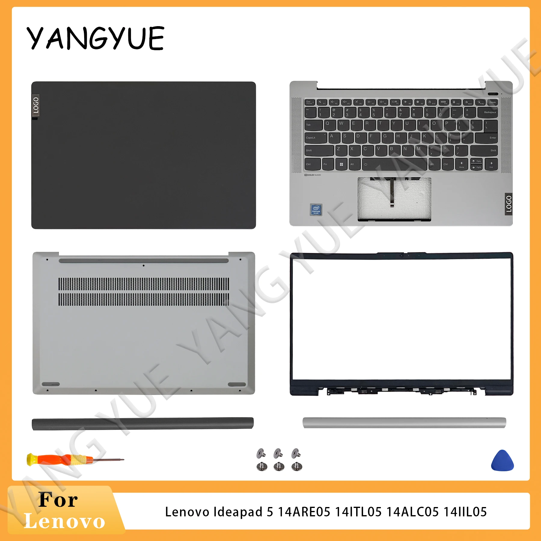 

NEW Laptop Case For Lenovo Ideapad 5 14ARE05 14ITL05 14ALC05 14IIL05 2020 2021 LCD Back Cover Notebook Parts Front Bezel Hinges