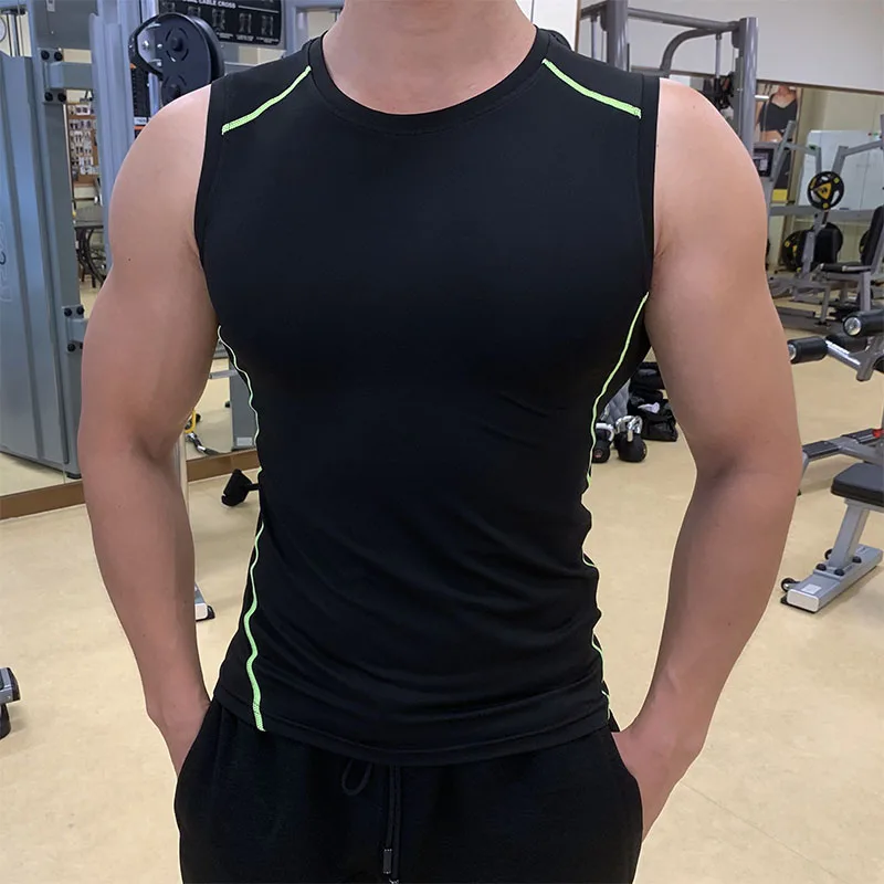 

Sports Vest Men Sweat-Absorbing Breathable Fitness Training Sleeveless Thin Running Basketball Quick-drying Clothes Tights
