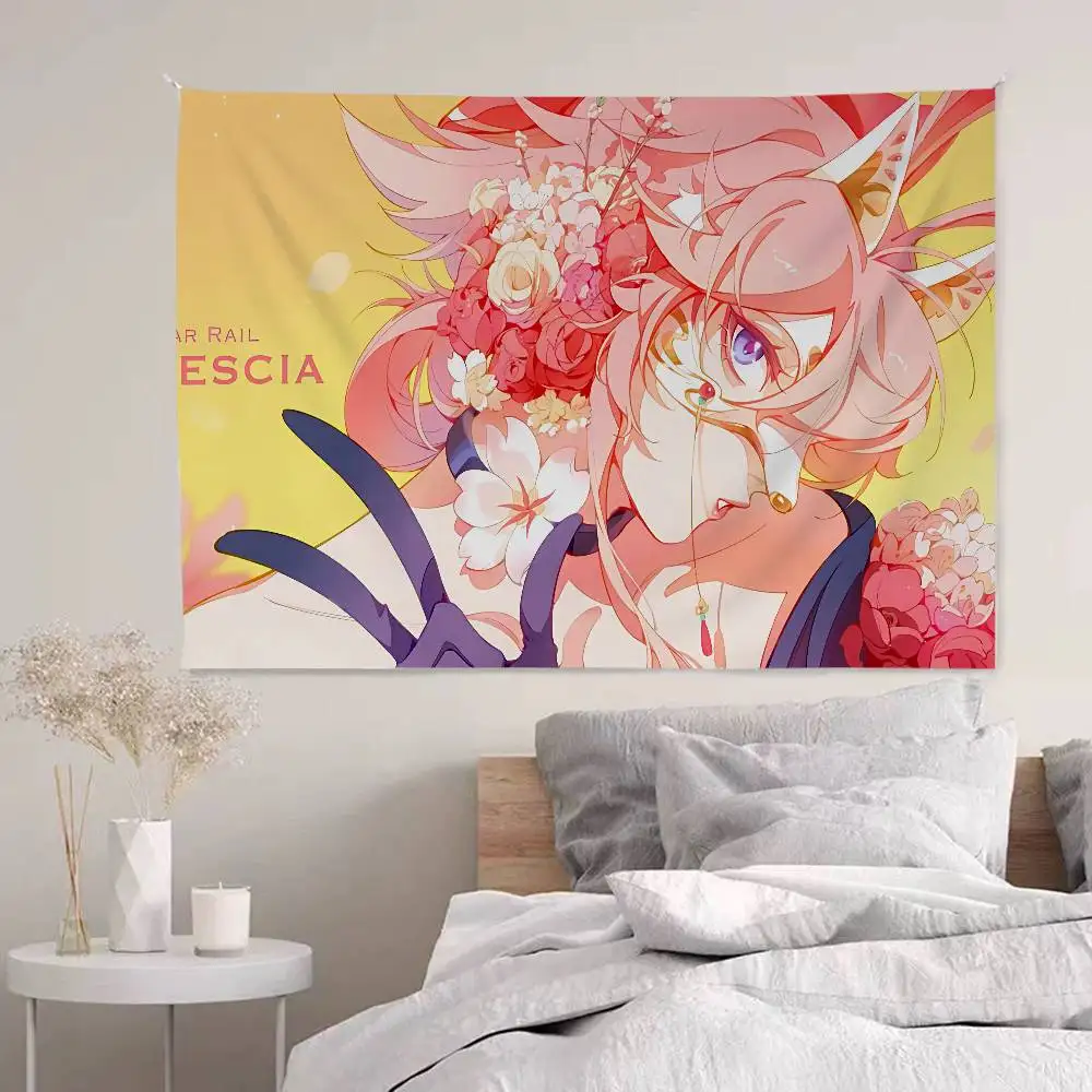 Honkai Star Rail Evanescia Printed Large Wall Tapestry Indian Buddha Wall Decoration Witchcraft Bohemian Hippie Wall Art Decor