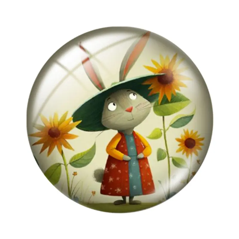 Cabochões de vidro com animais fofos em aquarela, 12/18/20/25mm, para pulseiras, pingentes, anéis, brincos e componentes para fabricação de joias