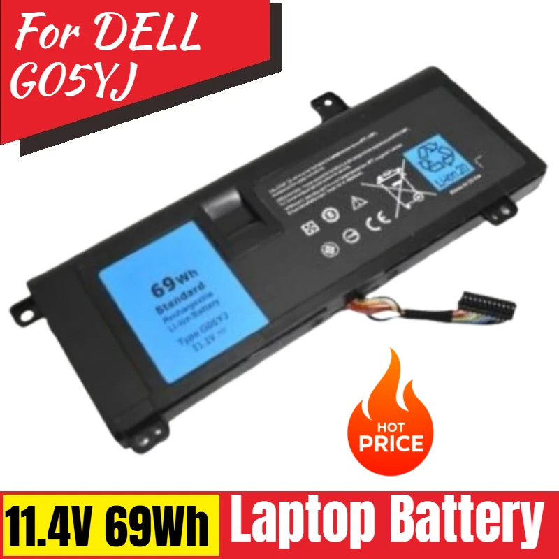 

G05YJ Laptop Battery 11.4V 69Wh for DELL Alienware 14 A14 R3 R4 M14X Series P39G Alienware 14D-1528 Y3PN0 8X70T New High Quality