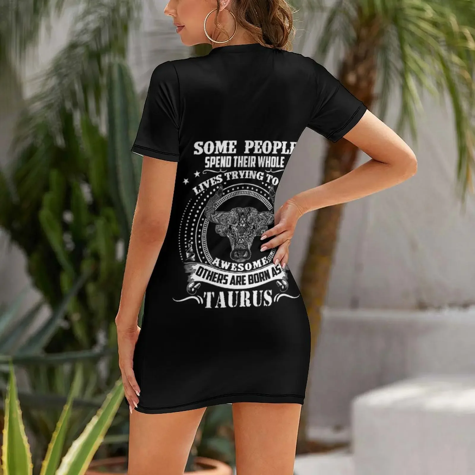 Taurus - Born As Taurus Short-Sleeved Dress womens dress women's clothing korea stylish Long dress woman