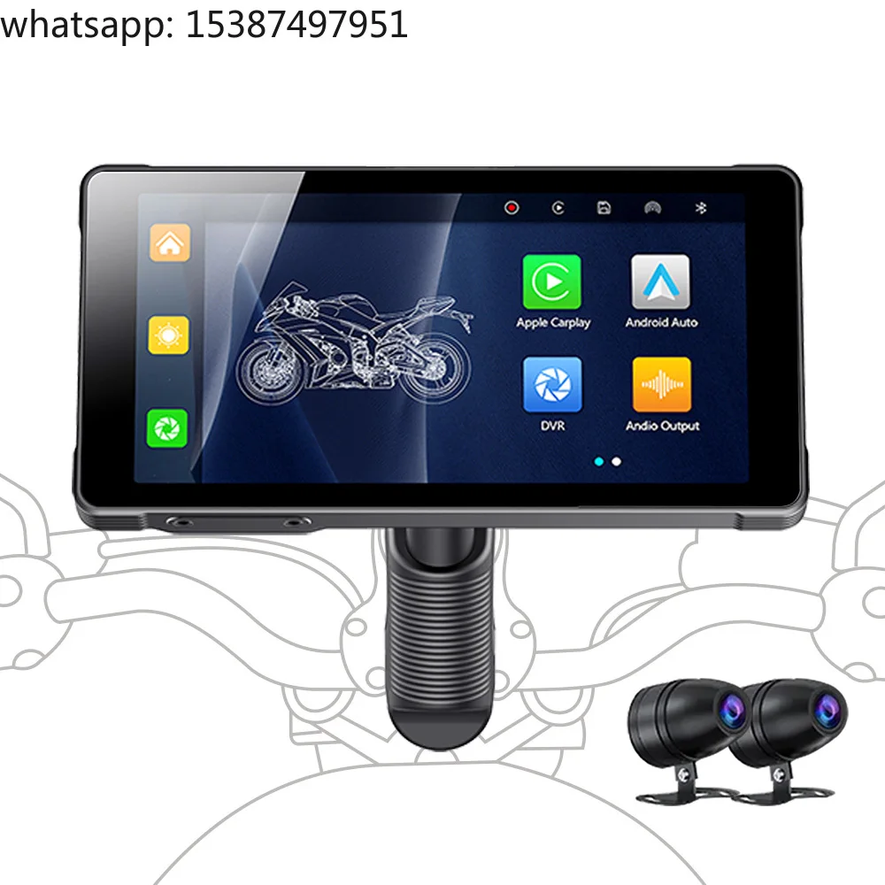 For Universal IP67 Waterproof Wireless Carplay Display 5.5 Inch Touch Screen Motorcycle CarPlay & Android Auto Navigation