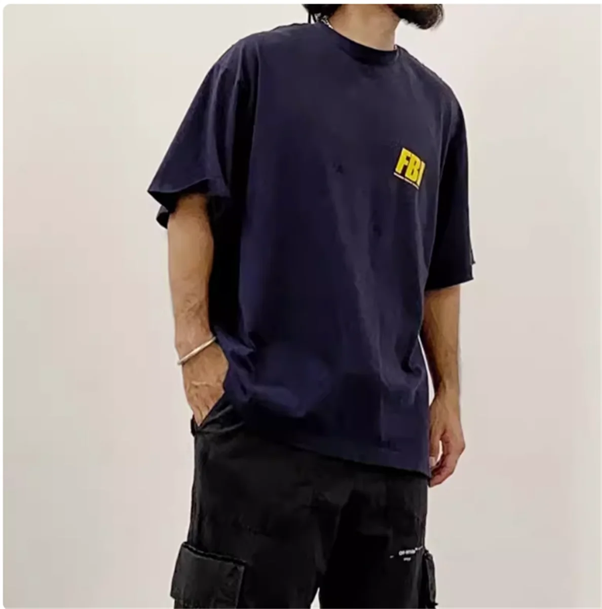 

American retro trendy FBI short sleeved t-shirt