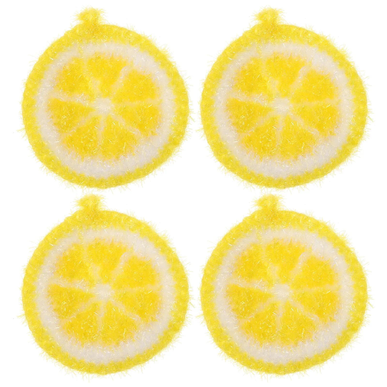 

4pcs Lemon Shape Dish Cloths Kitchen Super Absorbent Soft Surface Multi Functional Grease Remover Hanging Cloth Home Restaurant