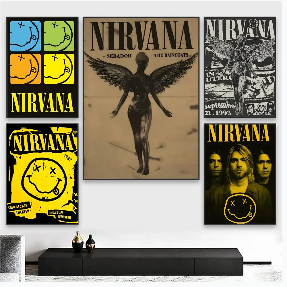N-Nirvana SINGER BAND Poster Wall Art Poster Pictures, Aesthetic Home Decor For Living Room Bedroom Office