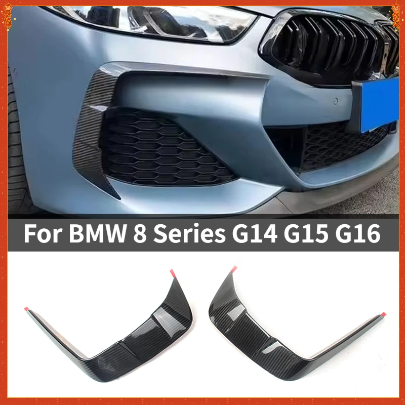 

For BMW 8 Series G14 G15 G16 Real Dry Carbon Fiber 18-21 Front Fog Lamp Cover Trim M Sty Bumper Air Vents Decoration Car Styling