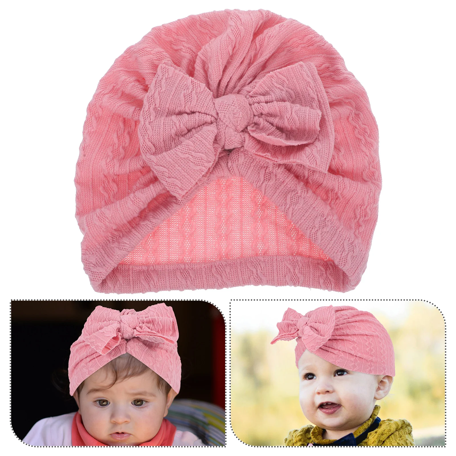 

Baby Turban Headband Toddler Bun Children's Hat Headbands Headwear Sleeping Bonnet Cap Pink Fabric Boy