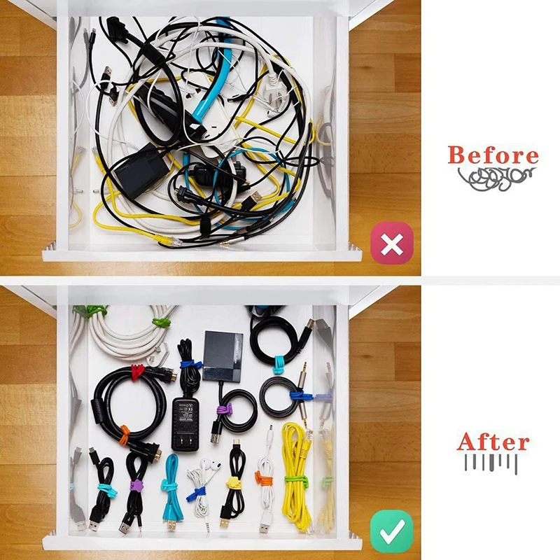 Magnetic Cable Ties Reusable Cable Organizers Earbuds Cords USB Wire Management Keeper Wrap Ties Straps Fridge Magnets Home