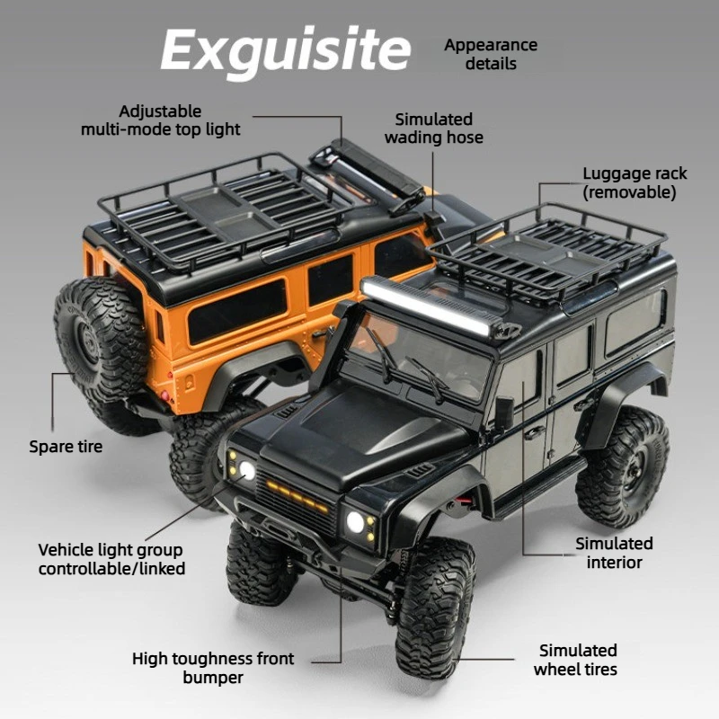 Professional Grade 1/16 RC Crawler Car 2.4G 4WD with Cool Headlights RTR All Terrain Model Car Toy Suitable for Boys and Adults