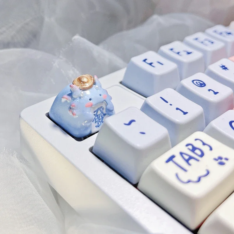 Imagem -03 - Cute Lucky Dragon Resin Keycap Handmade Keycap Adequado para Cross-shaft Keycaps Teclado Mecânico Original Presentes