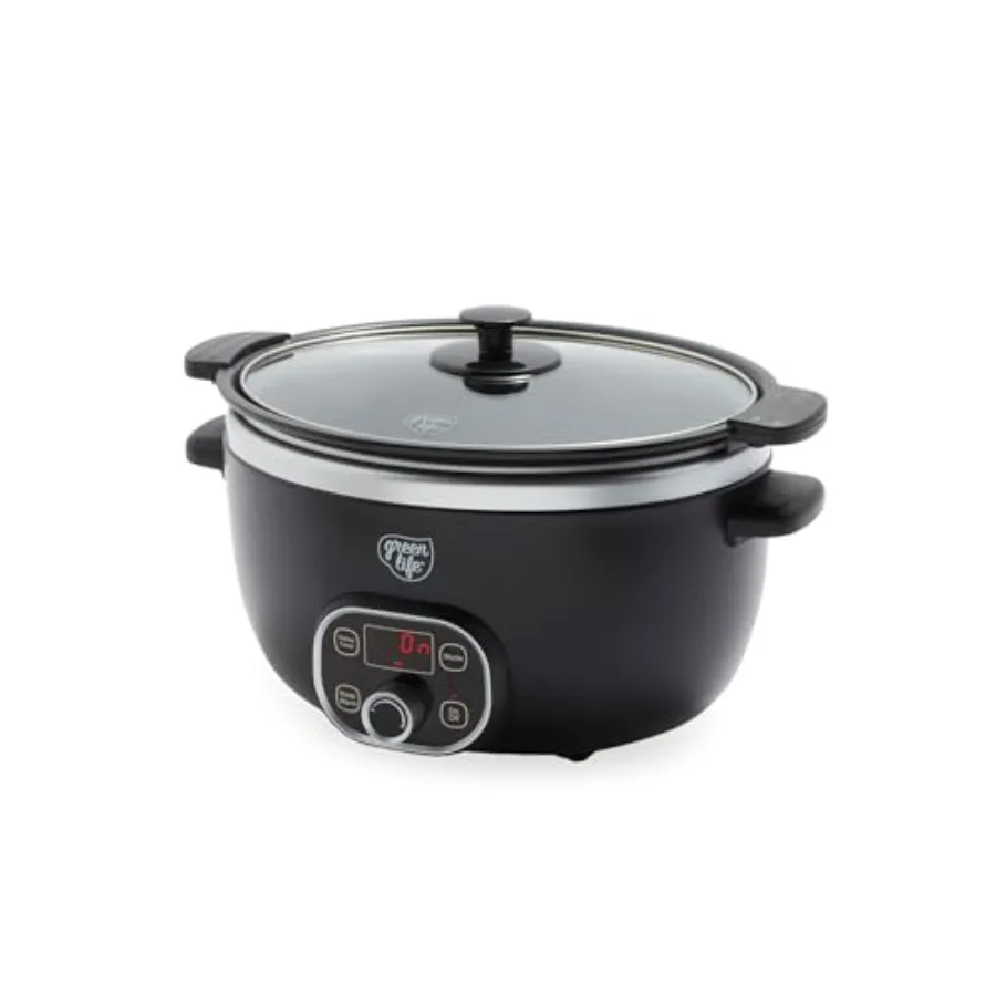 

Мультиварка-скороварка 6QT с керамическим антипригарным покрытием без ПФАС, съемная внутренняя чаша, программируемая, для всей семьи, с функцией подогрева, для использования на плите