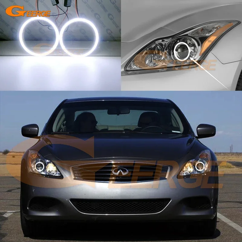 

For INFINITI G37 Q60 Nissan Skyline 370GT V36 COUPE Convertible Excellent DRL Ultra Bright COB Led Angel Eyes Kit Halo Rings
