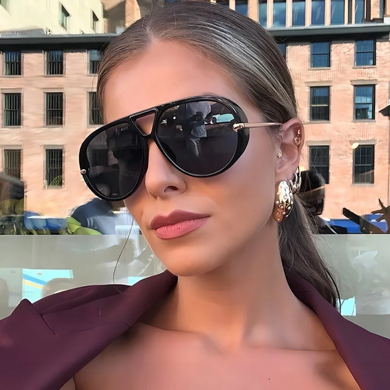 New Round Large Frame Sunglasses Retro Literary INS Style Street Photography Sunglasses Personalized Fashion Toad Sunglasses